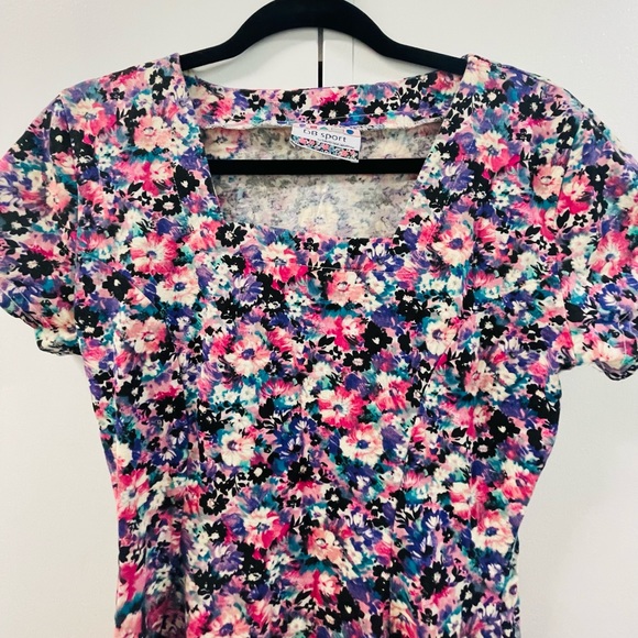 vintage 90s purple floral skater dress - Picture 3 of 6